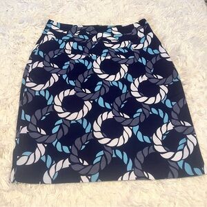 Leifsdottir Navy and White Geometric Pencil Skirt Nautical Size 4